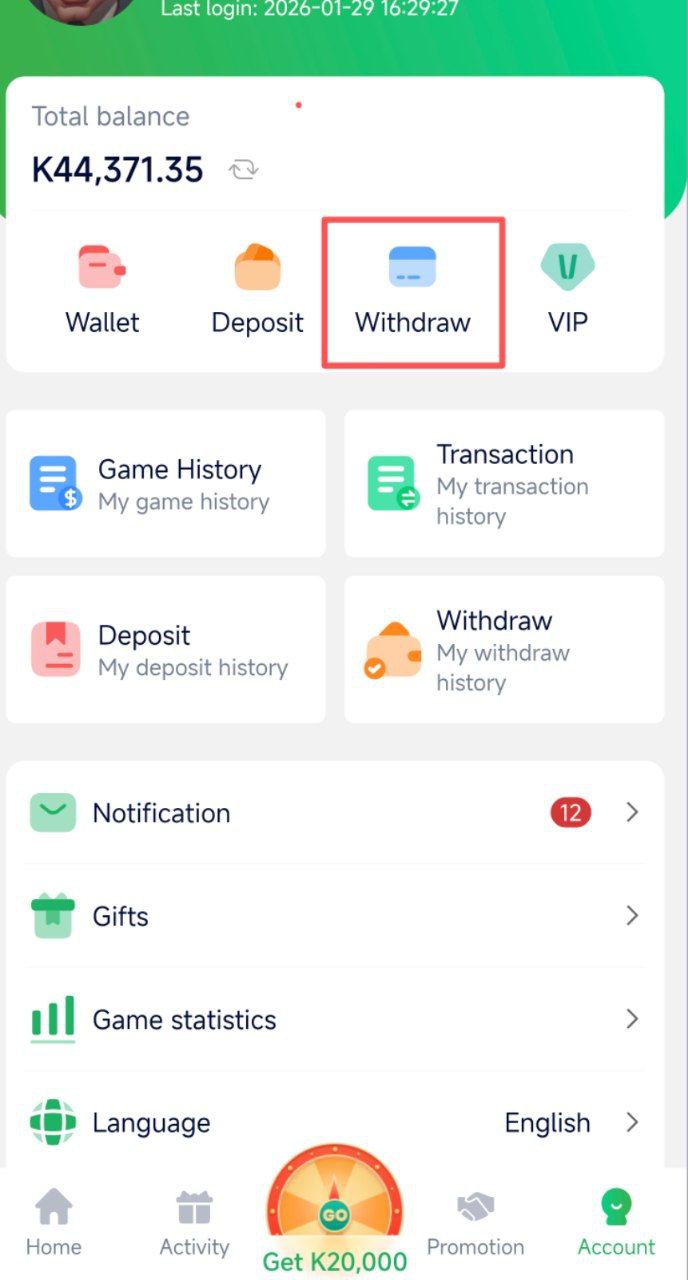 777 BigWin Withdrawal Step 2